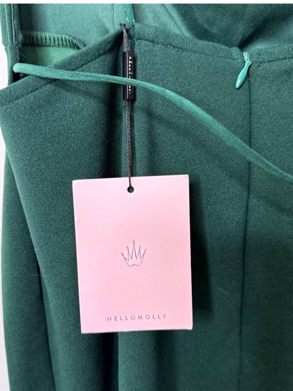 NWT HELLO MOLLY | Can’t Afford Me Square Neck Midi Dress in Dark Green Sz. 10 - Picture 7 of 7